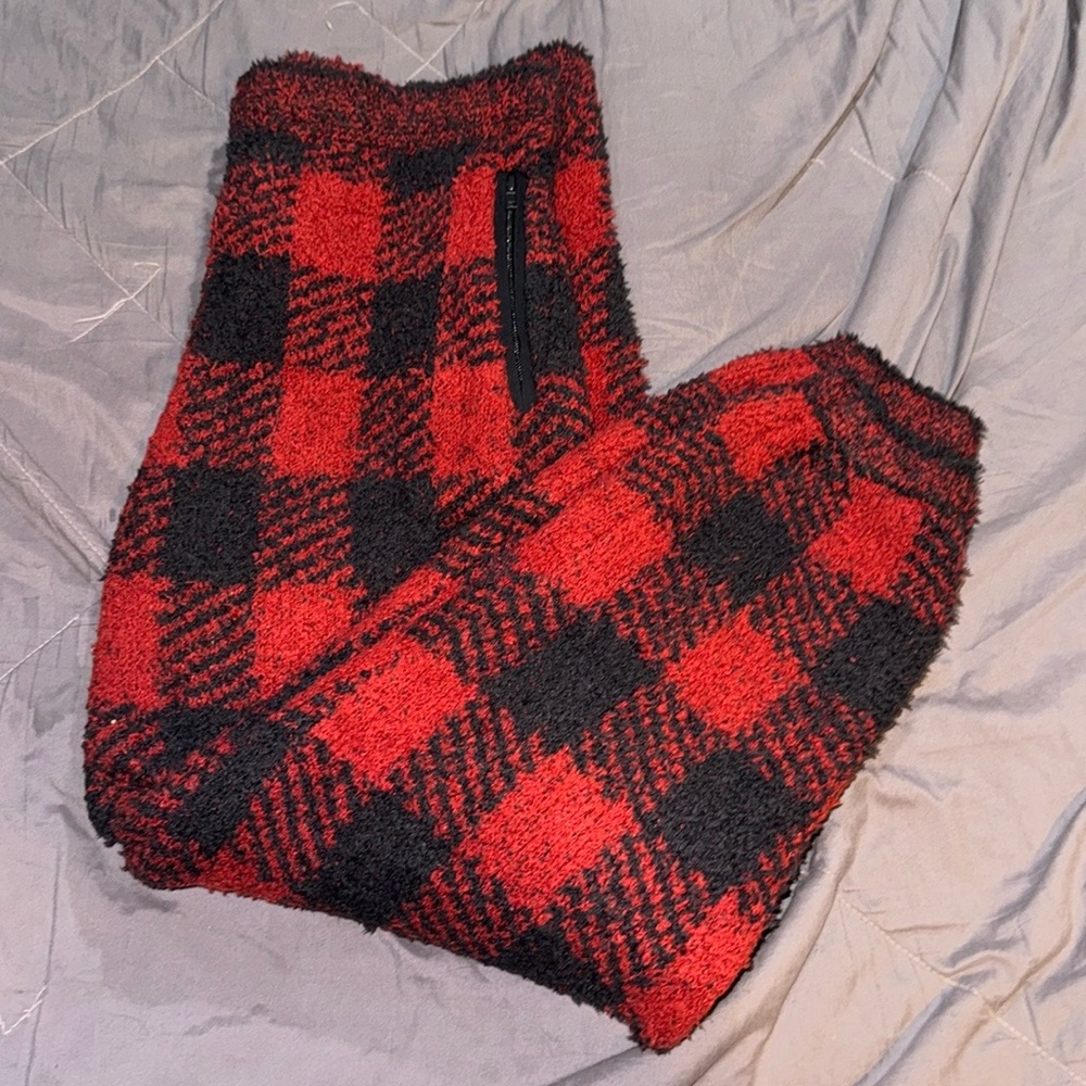 SKIMS COZY KNIT JOGGER 'BRICK BUFFALO CHECK'